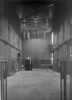 mikasavela:High voltage room in the electrical engineering laboratory of the Helsinki Polytechnical Institute, 1920s(From Aalto University Library and Archive Commons)
