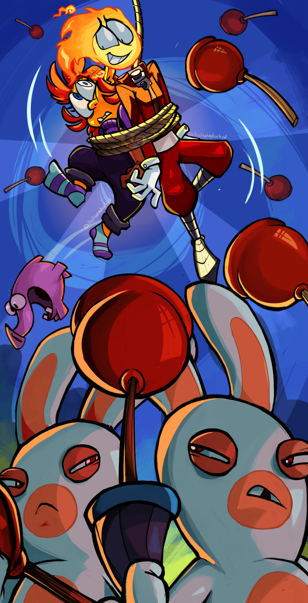 OOPS..? My younger bro and I got sick over the weekend and spent most of our time playing games together, and one of those games being Rayman Raving Rabbids for the PS2! It was so much fun, we hadn’t played the game in years but everything was so nostalgic #rayman #rayman raving rabbids #raving rabbids#rabbids#fanart#original character#my ocs#my art#digital illustration#digital art#cartoon#ps2 games#ps2 nostalgia