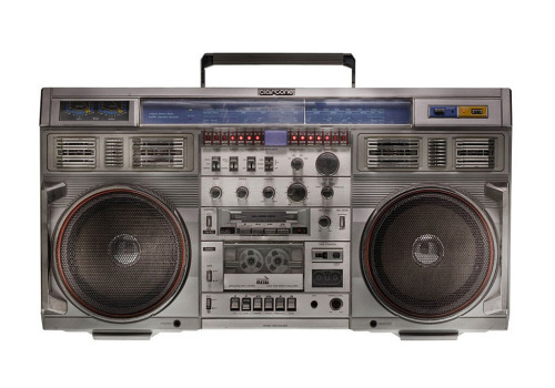 Boomboxes, 1970s-80s. From: Boombox Project, iconic series by photographer Lyle Owerko. Exhibit Mint