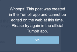 mamoru:  twitchytyrant:  mamoru:  mamoru:  mamoru: hey what the fuck is this new monstrosity of an error message?????  conditions under which i encountered this message: i answered an ask on mobile, then reblogged it on mobile and added two images (from