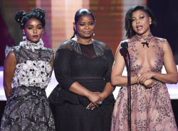 awardseason:  Janelle Monáe, Octavia Spencer, Taraji P. Henson speak onstage during The 23rd Annual Screen Actors Guild Awards at The Shrine Auditorium on January 29, 2017 in Los Angeles, California.