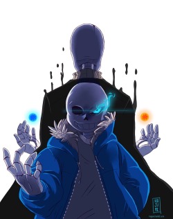 majumii:  Gaster and Sans, here is another fan art I finish last night on New Year’s Eve. It was a real challenge since I can’t really draw sans that well.  Check out my shop : http://www.redbubble.com/people/tcarias  Source : majumi
