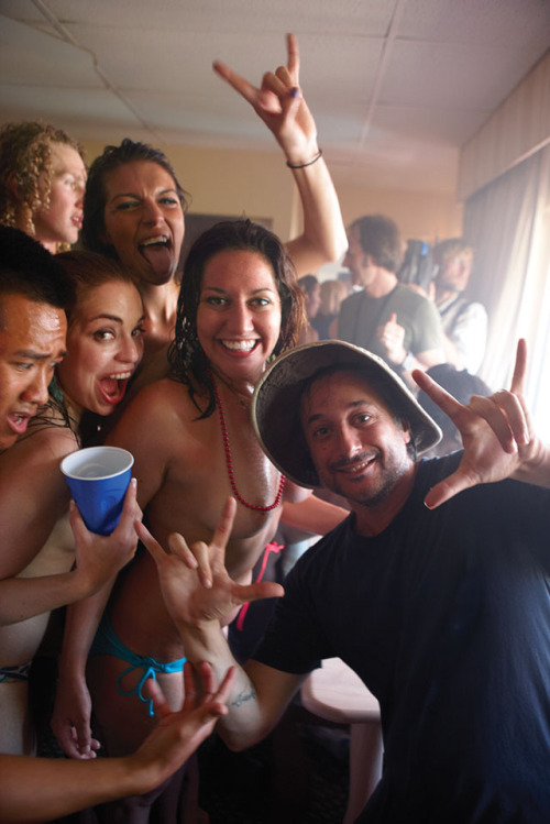 nakedpartytime:  groupgirlsnude:  larsvontrier: Harmony Korine on the set of Spring Breakers.       (via TumbleOn)      (via TumbleOn)