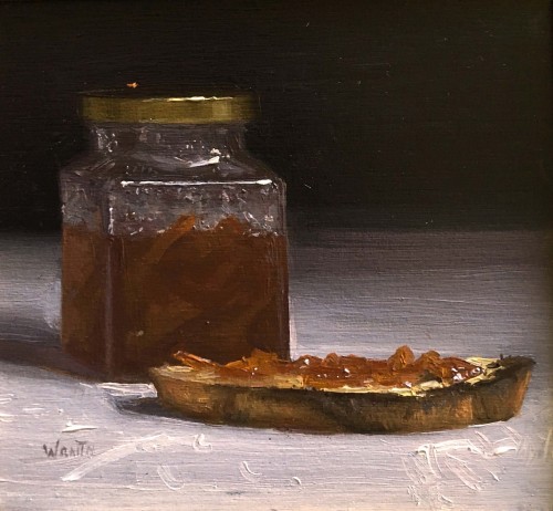 myfairynuffstuff: Robbie Wraith (b.1952) - Toast and Marmalade. Oil on panel.