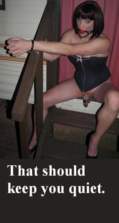 Bound and gagged sissy captions