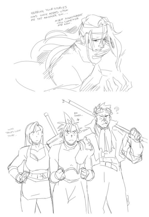 chirart: Warm-ups from the past week. Final Fantasy 7 was my religion from ages 10 to 13. I’m 