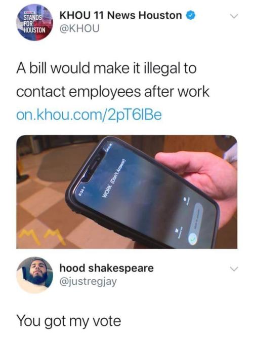 music-thestrongestformofmagic: Fun fact! France actually has a similar law, banning work e-mail afte