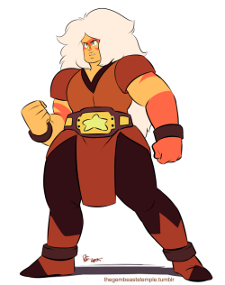 thegembeaststemple:  Next up in the momswap AU, Jasper! De facto leader of the Crystal Gems and occasional participant in Beach City Underground Wresting as her alter ego, the Golden Gato. She could easily ‘magic’ a championship belt, but prefers