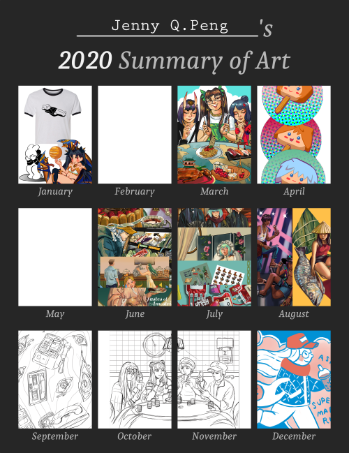 2020 was a mess but luckily I did a lot more art than I did in 2019 and I am grateful for that. Many