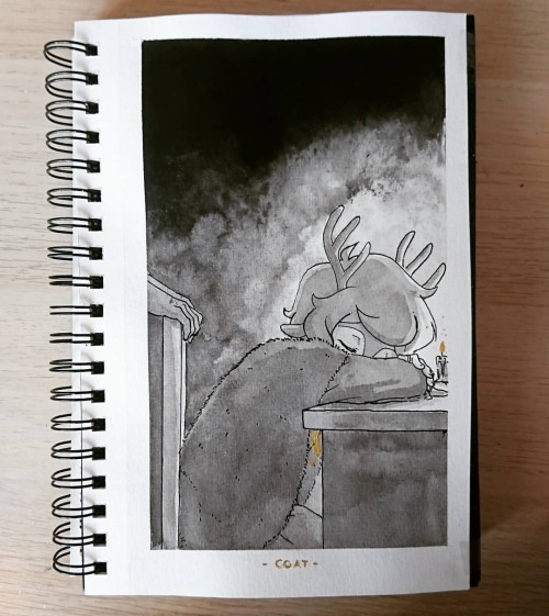 Day 27 - Coat [Miho] “The warmest gestures on the coldest nights.” *** #inktober #inktob