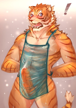 hotmonsterxxx:   Tiger in Apron - by cheetahpaws