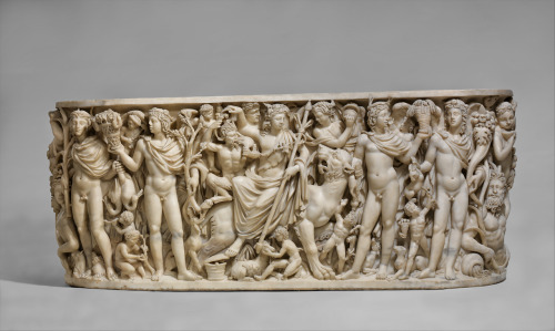 greekromangods: Sarcophagus with the Triumph of Dionysos and the Seasons Roman; Late Imperial, Galli