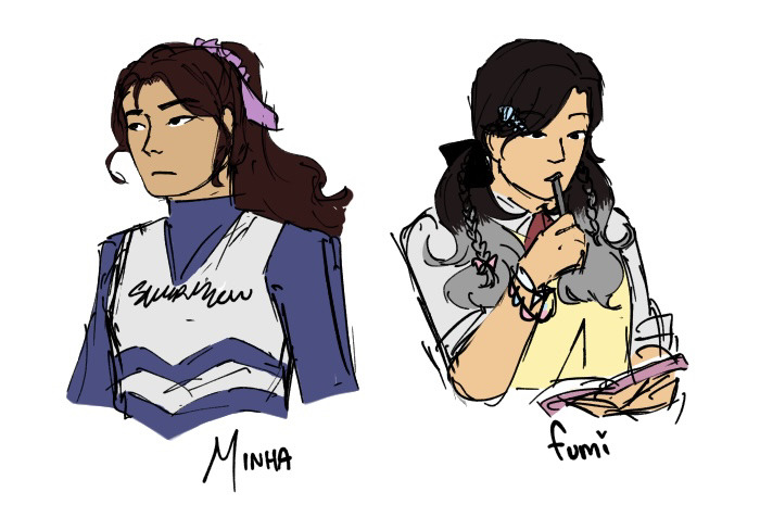 realized i’ve never posted these on their own: my hq ocs, minha yang and fumi hayasaka!