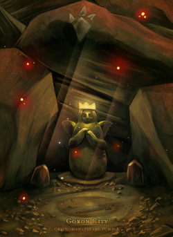 cryingmanlytears:  Kakariko Village | Hateno Village Alright, here’s Goron City’s Hylia statue. I really love that they gave her a little glowing crown. Big rocks are really fun to paint but gravel- not so much. I’ve got Gerudo Town planned next. 