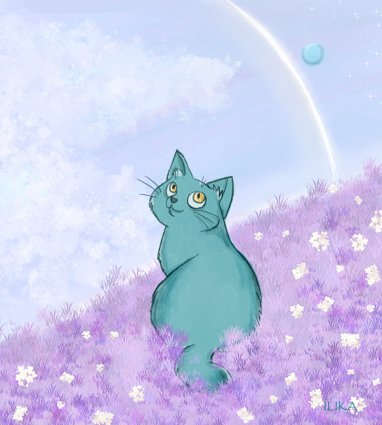 A teal cat from outer space! They are beautiful in any color. Speedpaint video:  More of my 