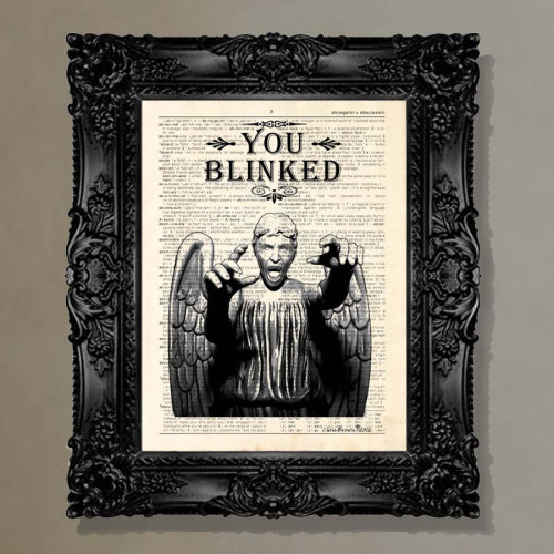 Dictionary Page Print: &ldquo;You Blinked - Weeping Angel&rdquo; - up-cycled vintage book page, Geek