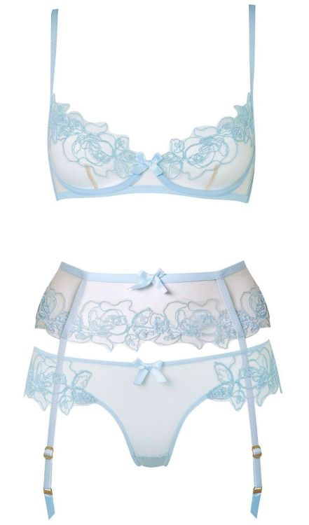 Agent Provocateur | Lindie •in baby blue fine Italian tulle + hand-beaded floral embroidery | Fall W