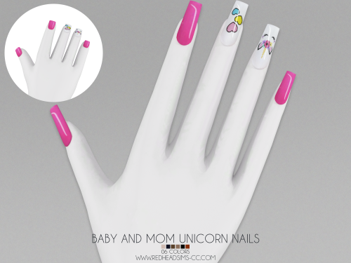BABY AND MOM UNICORN NAILS