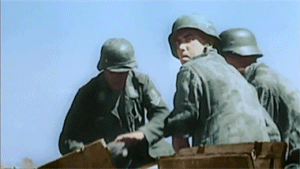 thebeautyandthehorror:German battery 8.8 cm Flak firing.