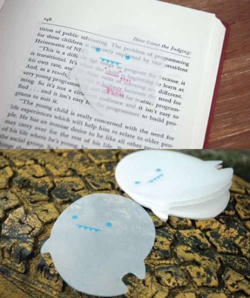 winterhascome:lauramcquarrie:transparent ghost sticky notes help you make notes without defacing a b