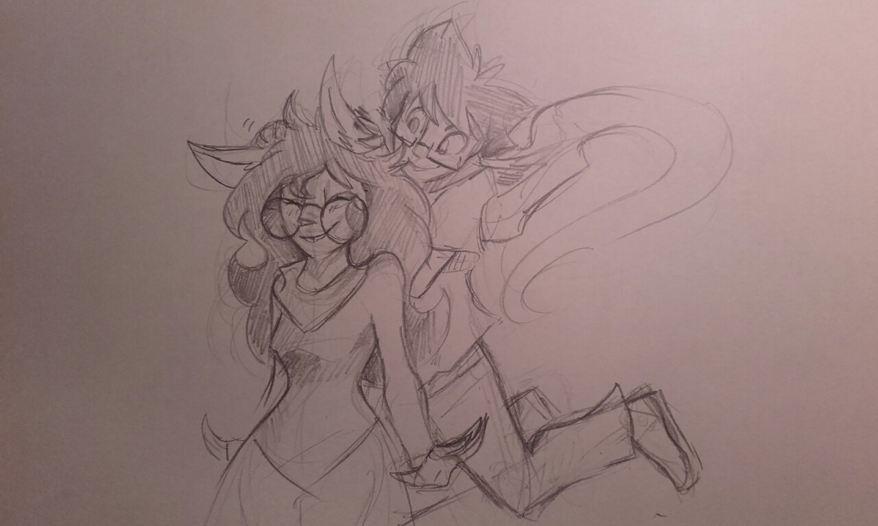 Sketched some poses ad exercise, ended up doodling trolls. Otp being cute as personal