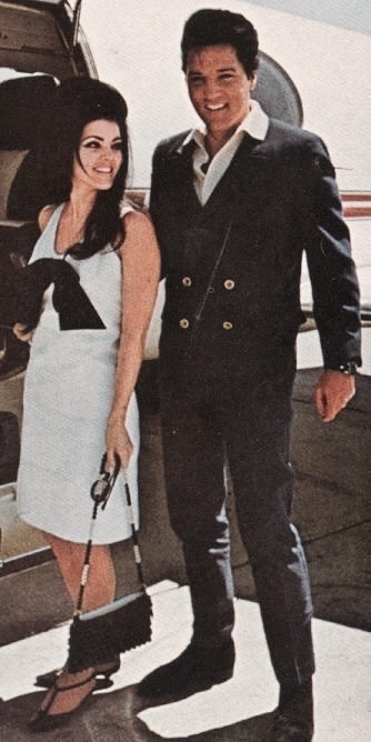 takingcare-of-business:Newlyweds Mr. and Mrs. Presley heading out to Palm Springs, CA, for their honeymoon, May 1, 1967. 