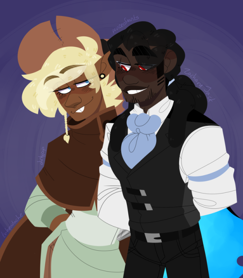 princeofmints:JUST LET THEM BE HAPPY[ID: two drawings of Taako and Kravitz. Taako is a thin elf with