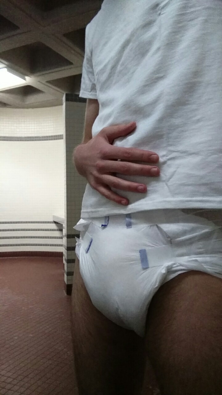 diaper-dares:  Had a little fun on a road trip I took recently. The first picture