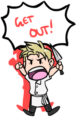 forte7:  I made some GIFs. Of a chibi Gordon Ramsay. Cause I can. And I was bored. And had the idea since last night. And wanted to do it last night, but had to sleep. But couldn’t cause I wanted to make these. But couldn’t cause I had to sleep. 