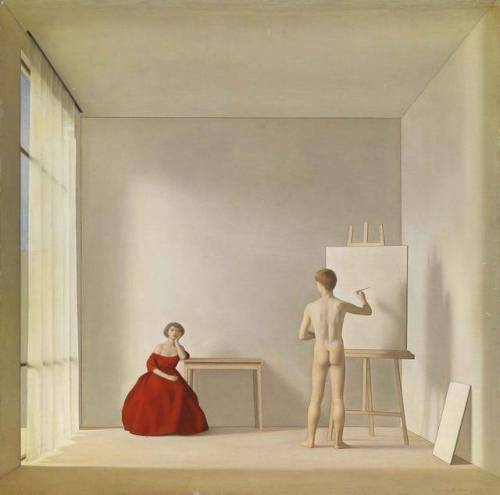 El pintor y la modelo por Antonio Bueno, 1952