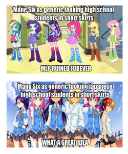 datsweetberrypunch:  thefutashyrpblog:  discorded-doctor-and-octavia:  *facehoof*  Cause in Japan, you have to wear uniform :P   it’s because anime and obsessions. 