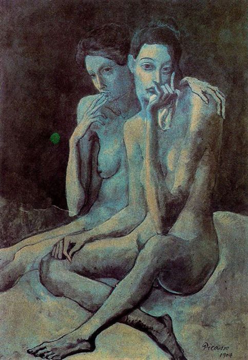 bluuuemonday: Pablo Picasso- Two Friends - Blue Period - 1904