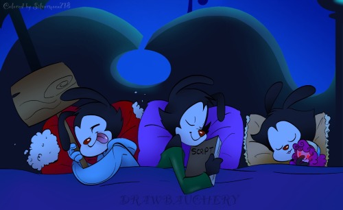 They sleep :3  Very adorable puppy children. (I totally didn’t use the one shot of them from The Sound of Warners as a reference…)(silvermoon718)  th. the background..the colors and shading..the blue..the DOLL oh but i’m sure nothing’s wrong with