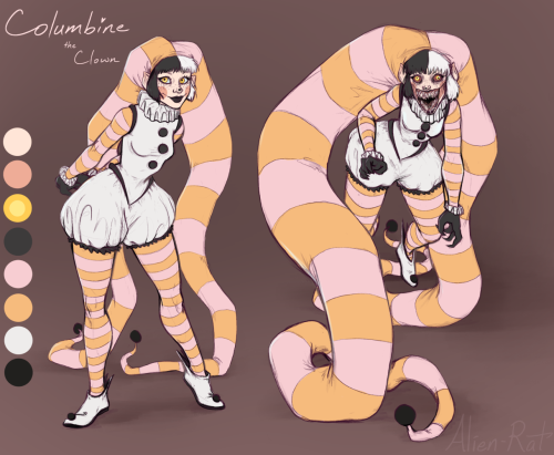 Reference sheet commission for @neitherworld of her new clown oc, Columbine (named after the Commedi