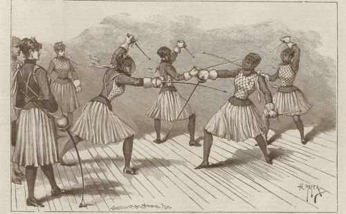 the-history-of-fighting:Old School Fencing Ladies