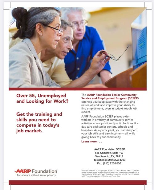 AARP has a wonderful program for Seniors! The SCSEP provides training AND job opportunities for thos