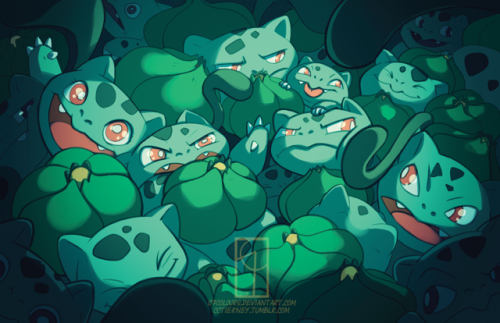 A pile of Bulbasaur! Had this sketch hanging around since the community day. Happy to finally finish