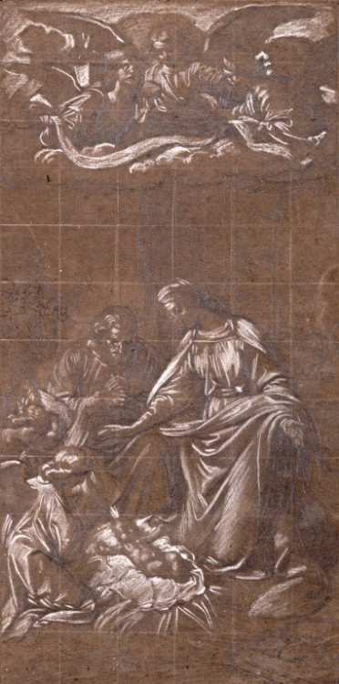 Lotz Károly- Jézus születése42 x 22,5 cm                         Ceruza, fedőfehér, papír