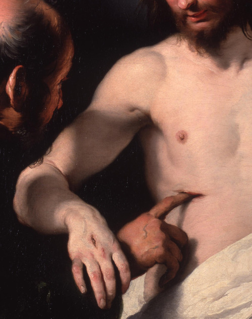 sakrogoat:Bernardo Strozzi - The Incredulity of Saint Thomas (detail)