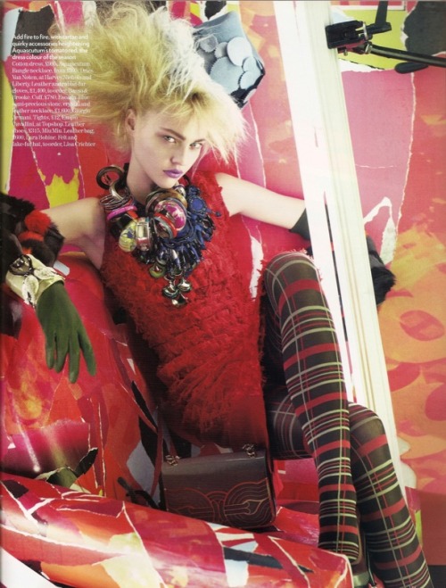 Sasha Pivovarova in "Collage Girl" by Paolo Roversi, UK Vogue August 2008