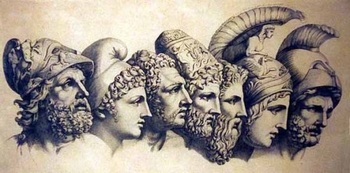 spiritual-euphoria:Heroes of the Trojan War. Menelaus. Paris. Diomedes. Odysseus. Nestor. Achilles. 