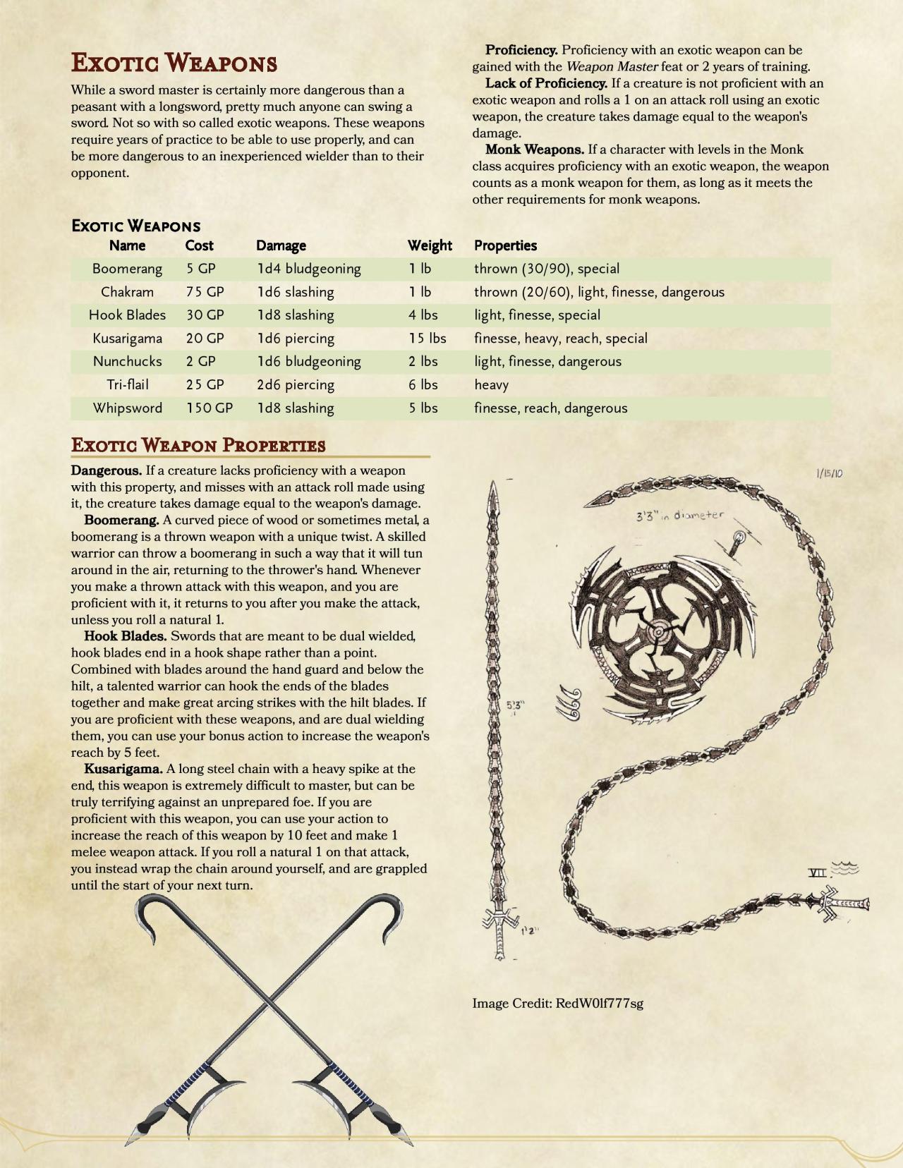 dmg 5e exotic weapons