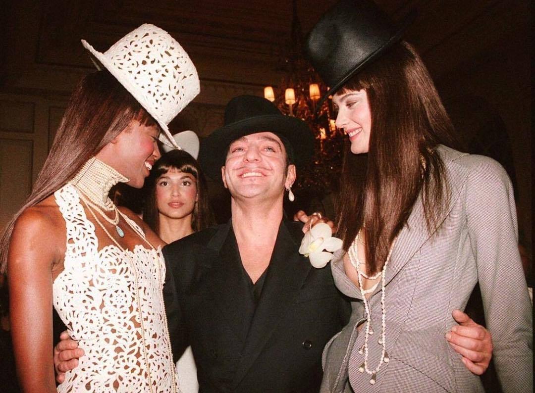 Naomi Campbell, John Galliano and Shalom Harlow at his Christian Dior Haute Couture Spring 1997 show. Source: Vogue Australia