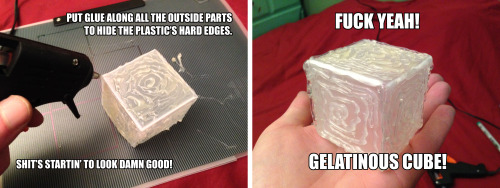 dungeonsdonuts: dungeonsdonuts: Gelatinous cube miniature tutorial.  Stick it in your face and 