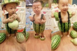 Thedailywhat:  Cute Overload Of The Day: Babies Wearing Watermelons As Overalls To