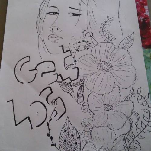 #nothingtodo #drawing #annoyed #girl #flowers