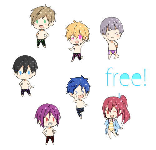 hacutofu:  Some Free! chiblets!! It’s from a little project I’m working on right now ٩(ˊᗜˋ*)