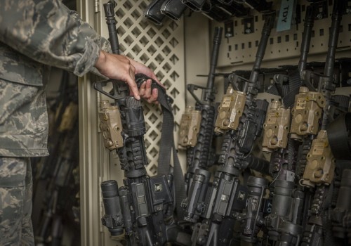 militaryarmament:  Holloman Air Force Base, N.M., April 2, 2015. Security Forces personnel working in the armory are responsible for taking care of and housing weapon systems for on and off duty SF personnel, Civil Engineer personnel, Office of Special