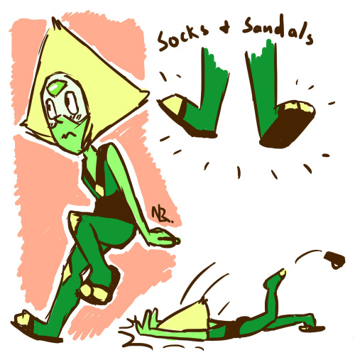 xenonhw:  Small headcanon that peridot has to wear footwear into town because no shoes, no service. 