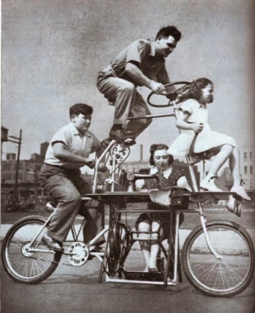 semioticapocalypse: A Bicycle that fits a whole family. And a sewing machine. 1939 [::SemAp FB || Se